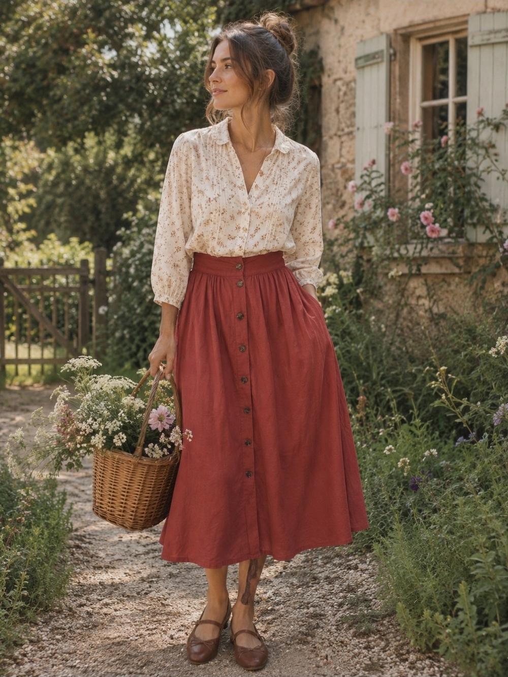Madewell Patio Button-Front Lined Midi Skirt Rust Brown Size Large NWT